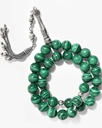 Silver rosary malachite stone ROS3116GN