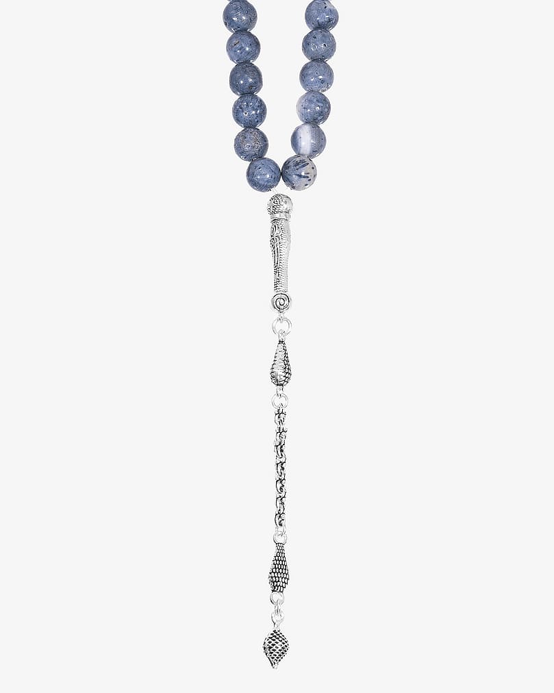 Lava stone rosary  ROS8124BL