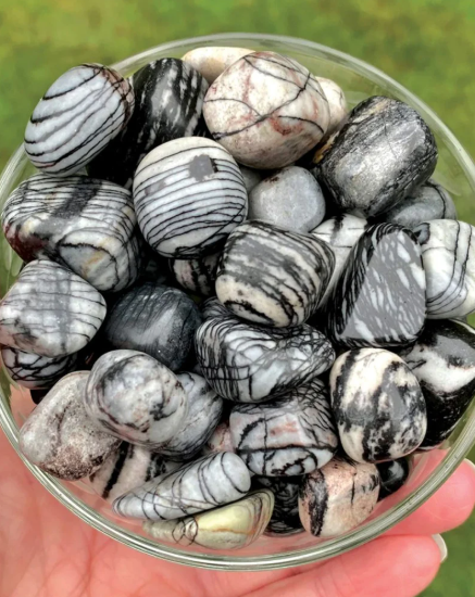 سوار معصم رجالي حجر يشب رمادي طبيعي