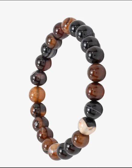 Agate stone bracelet with brown veins BRA147BN