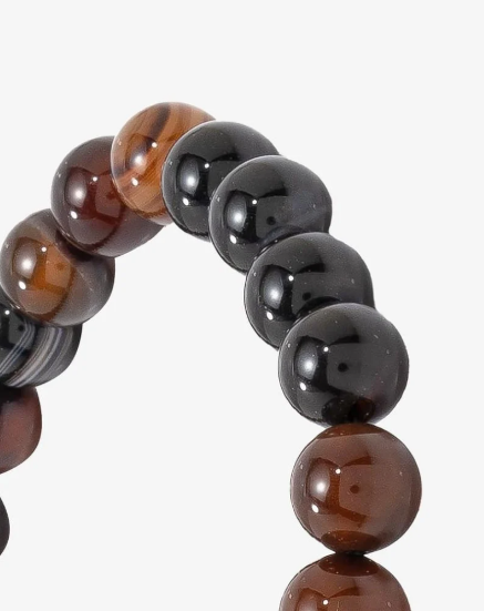 Agate stone bracelet with brown veins BRA147BN
