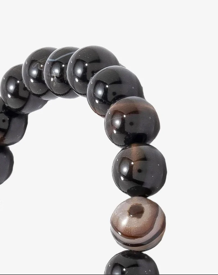 Black agate bracelet with veins BRA149BK