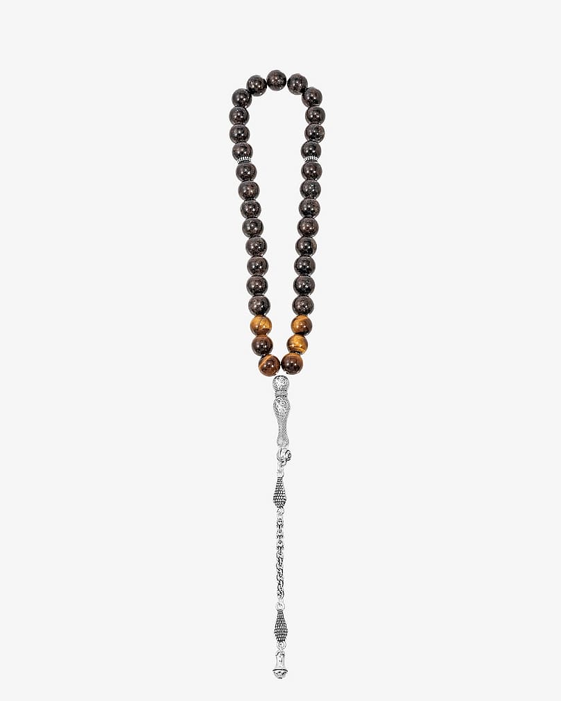 Natural astrophyllite and tiger's eye stone rosary ROS8135MC