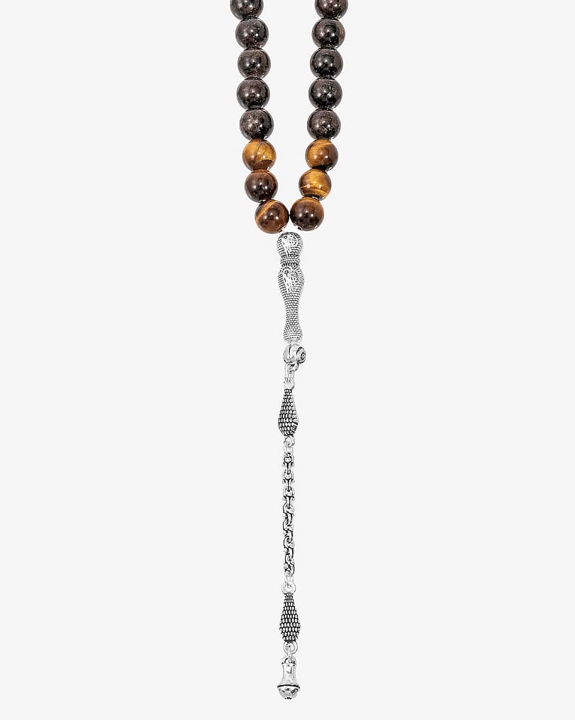 Natural astrophyllite and tiger's eye stone rosary ROS8135MC