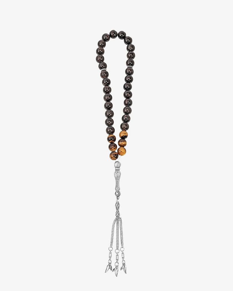 Natural astrophyllite and tiger's eye stone rosary ROS8131MC