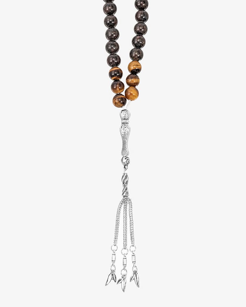 Natural astrophyllite and tiger's eye stone rosary ROS8131MC