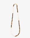 Women's necklace with tiger's eye stone and pearls WNEC219BN
