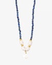 Women's necklace with lapis lazuli, pearls and seashells WNEC218BL