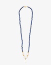 Women's necklace with lapis lazuli, pearls and seashells WNEC218BL