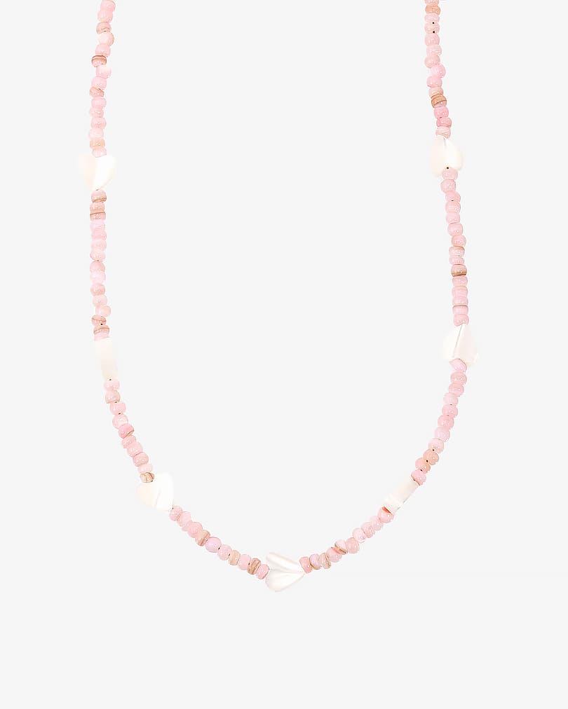 Women's necklace with rose quartz and seashells WNEC222PK