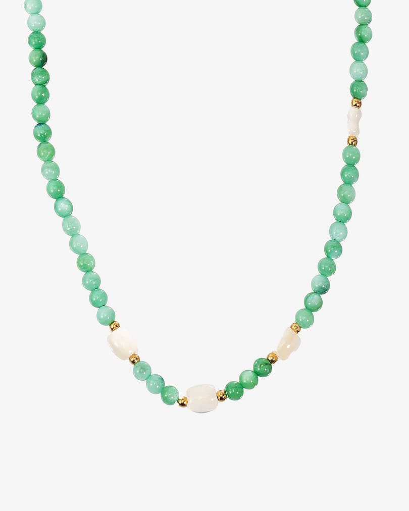Women's necklace with aventurine stone and seashells WNEC245GN