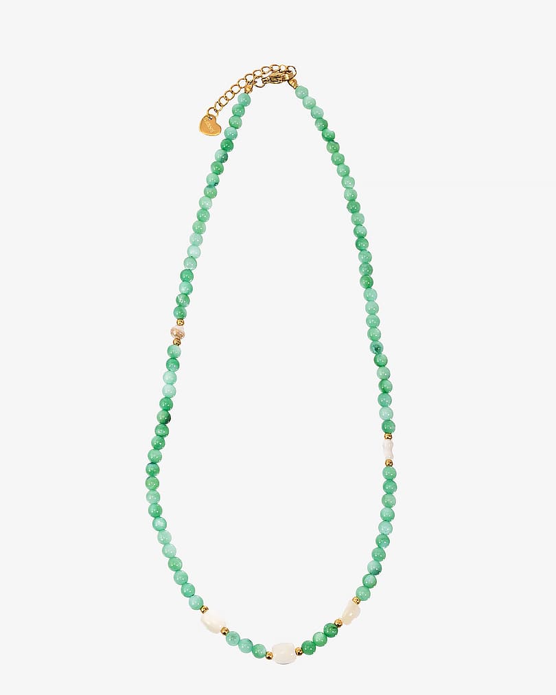 Women's necklace with aventurine stone and seashells WNEC245GN