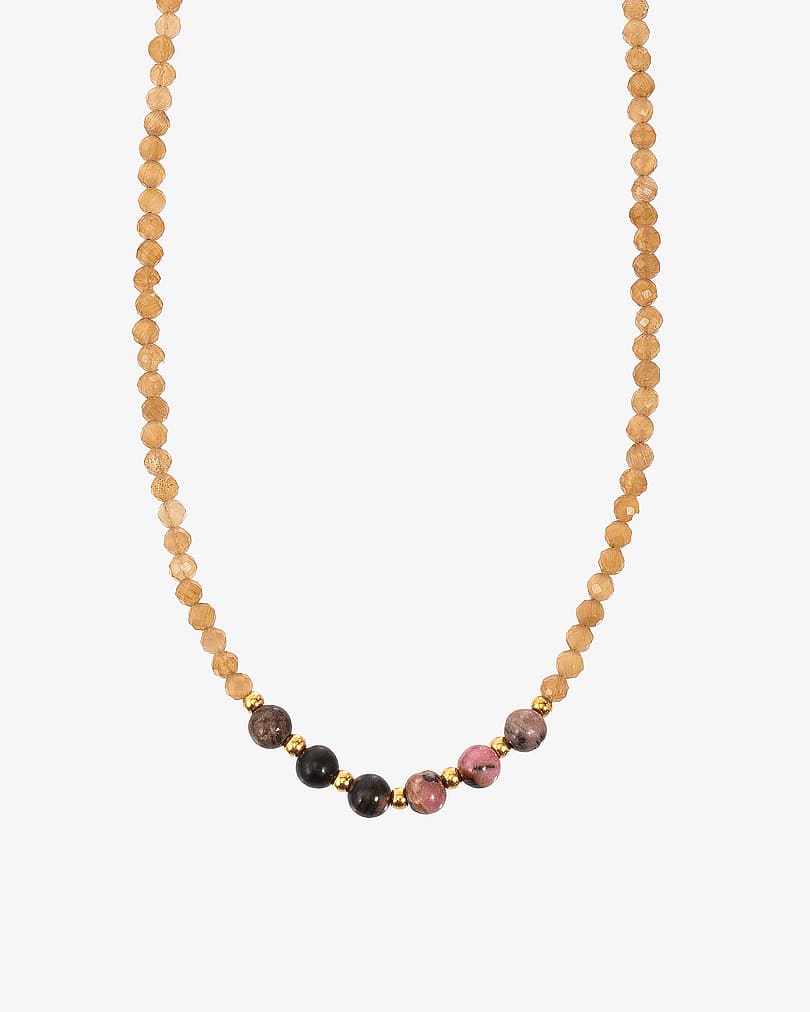 Women's necklace with citrine stone and crozette roses WNEC223BZ