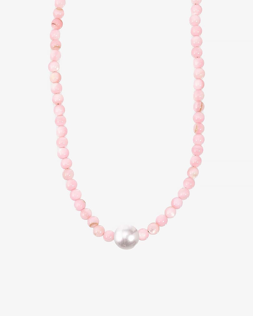 Women's necklace with rose stone and seashells WNEC247PK