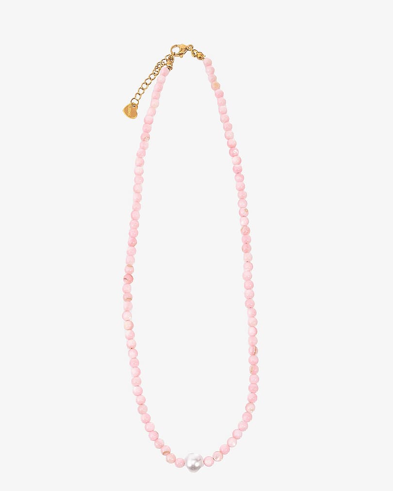 Women's necklace with rose stone and seashells WNEC247PK