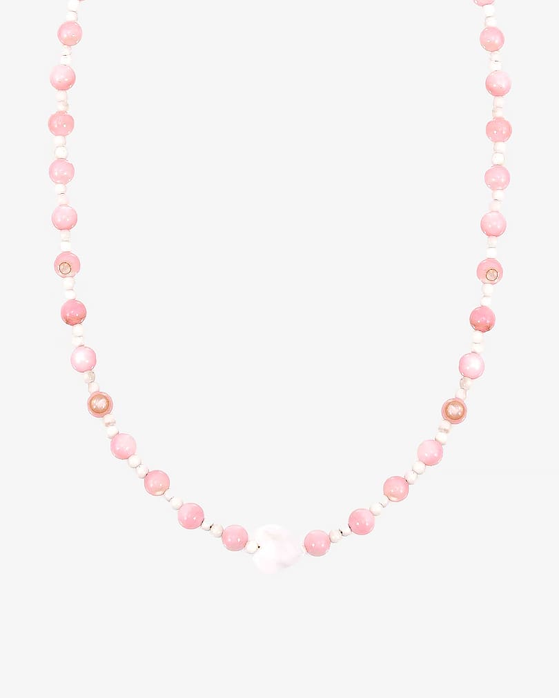 Women's necklace with rose stone and seashells WNEC248PK