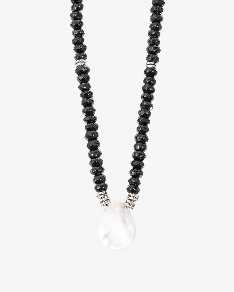 Women's necklace with natural agate stone WNEC180BK