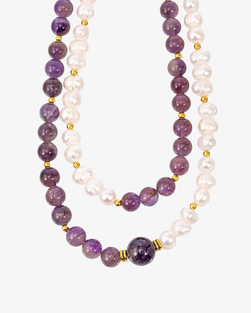 Women's Amethyst and Pearl Necklace WNEC170MC
