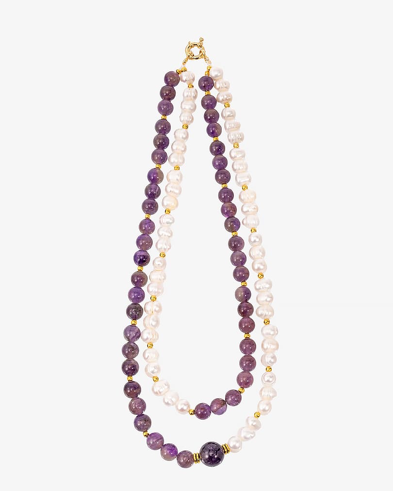Women's Amethyst and Pearl Necklace WNEC170MC