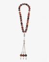 Rosary of brown agate stone with veins ROS138BN