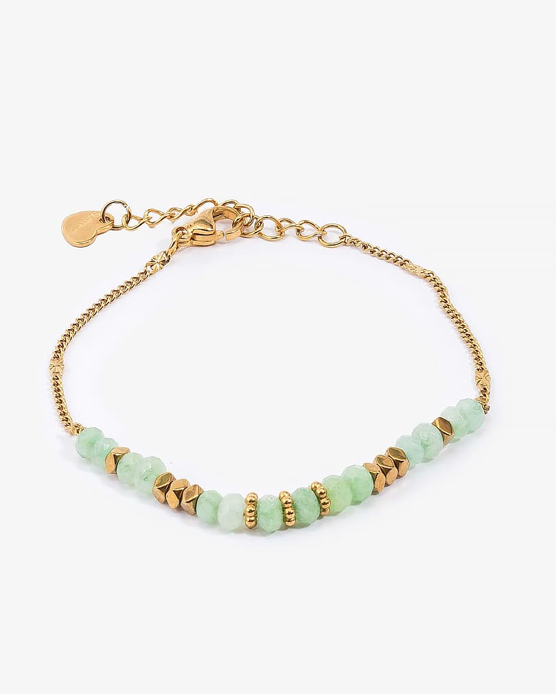 Elegant bracelet with green and gold beads WBRA178GN