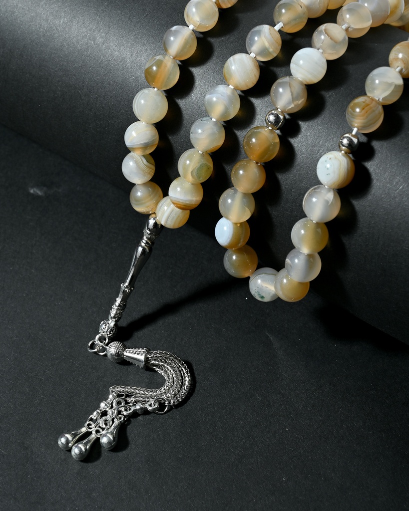 Natural Yemeni agate stone rosary ROS8137MC