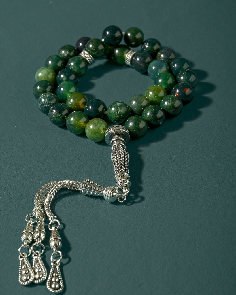 Natural Green Agate Stone Rosary ROS8141GN