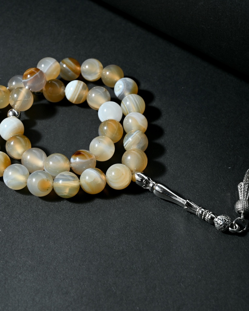 Natural Yemeni agate stone rosary ROS8137MC