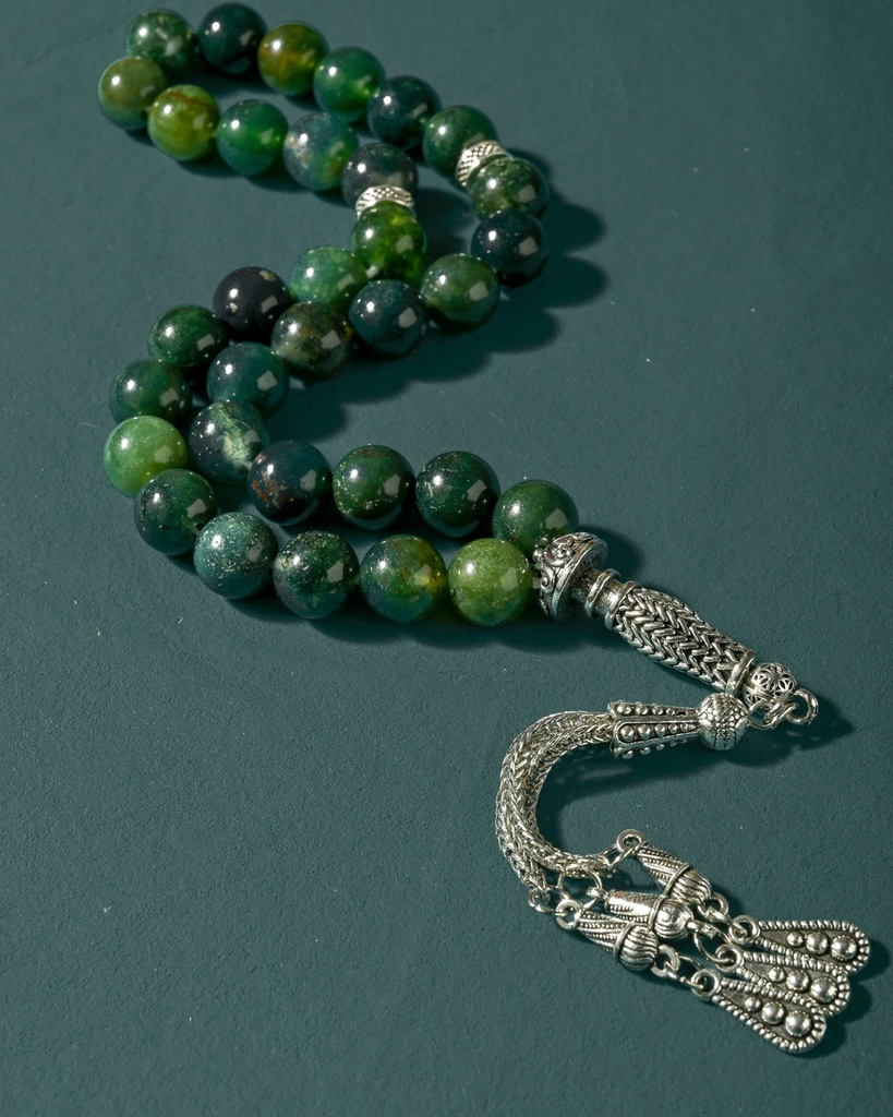 Natural Green Agate Stone Rosary ROS8141GN
