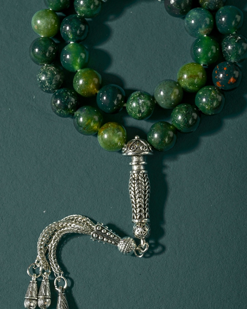 Natural Green Agate Stone Rosary ROS8141GN