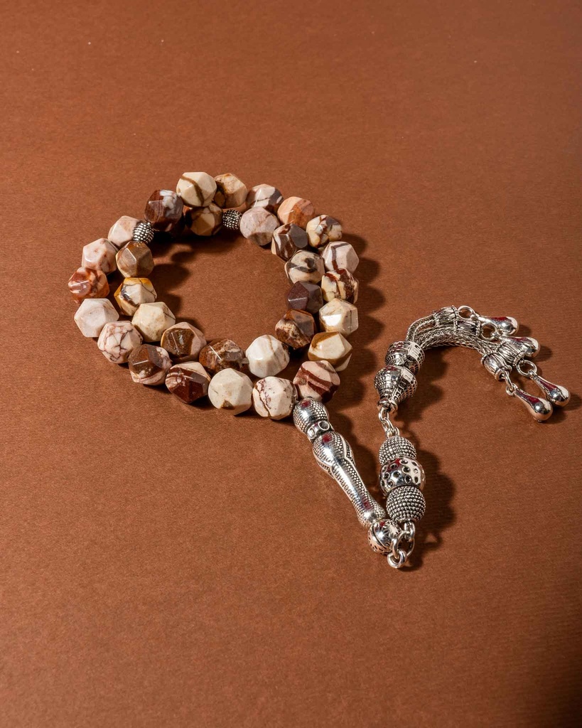 Brown zebra stone rosary ROS8143BN