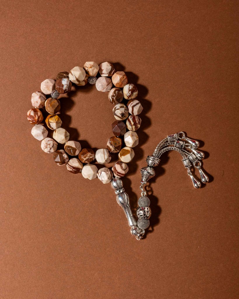 Brown zebra stone rosary ROS8143BN
