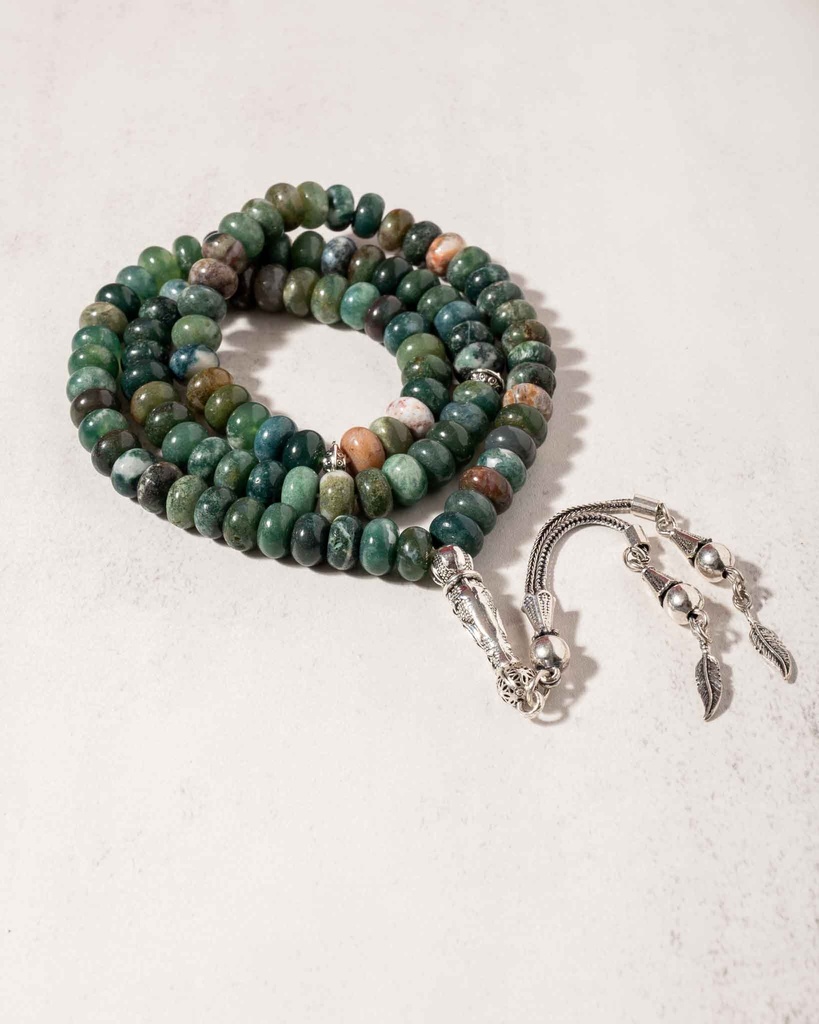 Indian agate stone rosary ROS8144GN