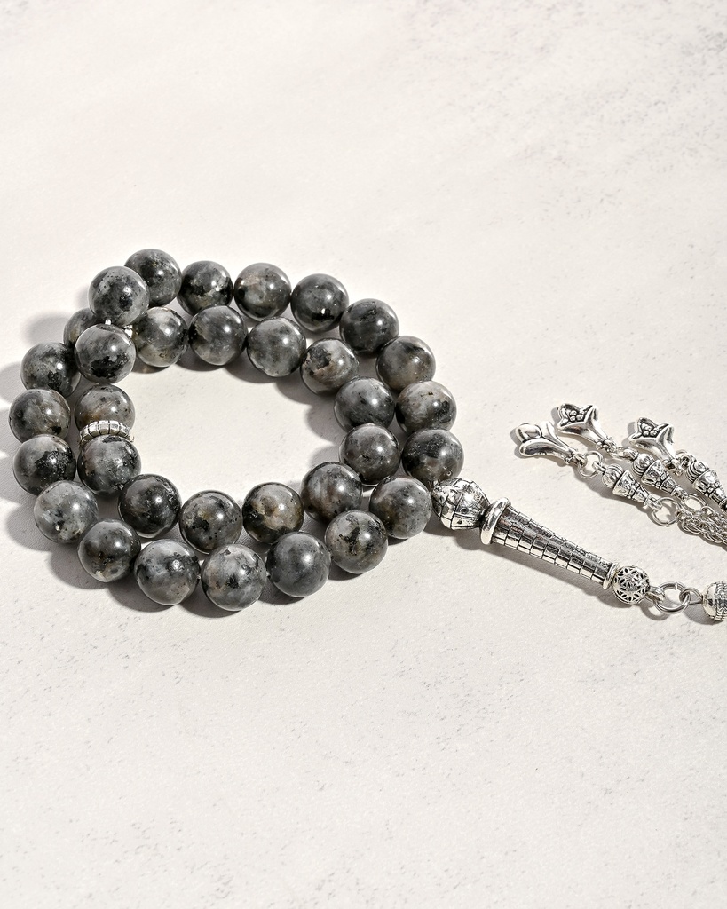 سبحة حجر تورمالين كوارتز طبيعي