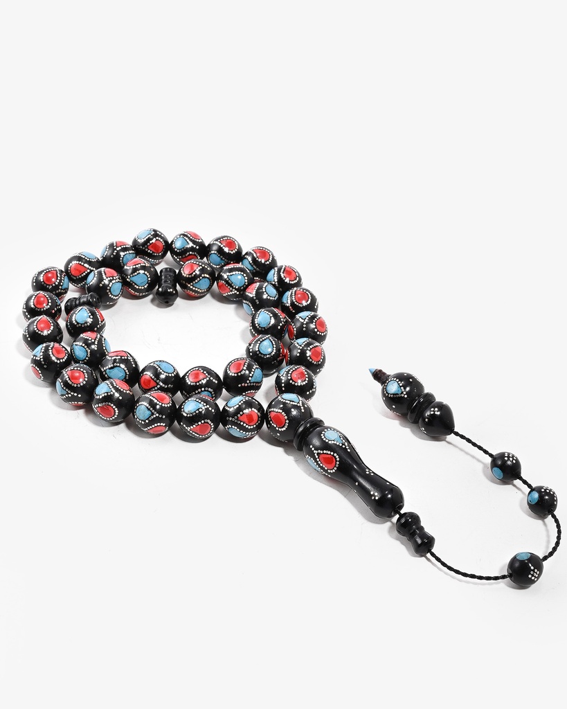 Coral and turquoise silver rosary ROS5415MC