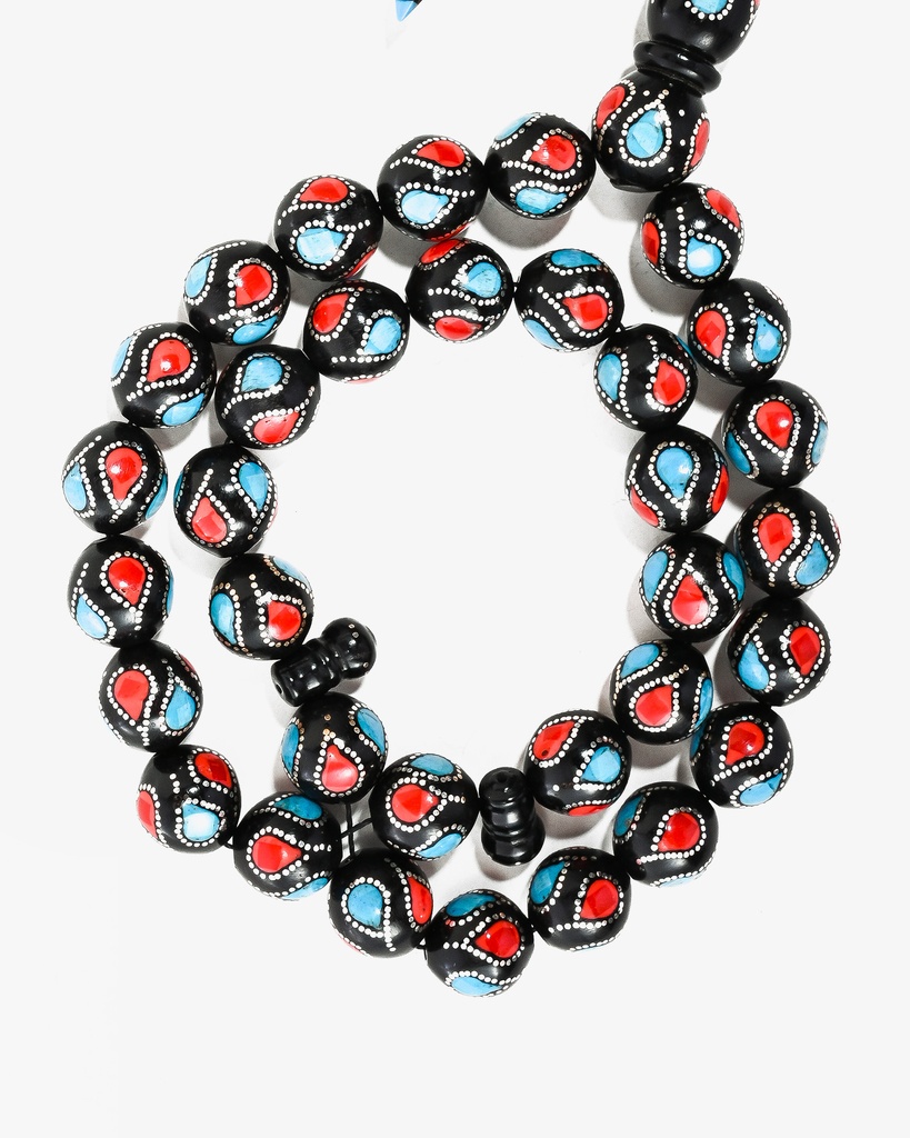 Coral and turquoise silver rosary ROS5415MC