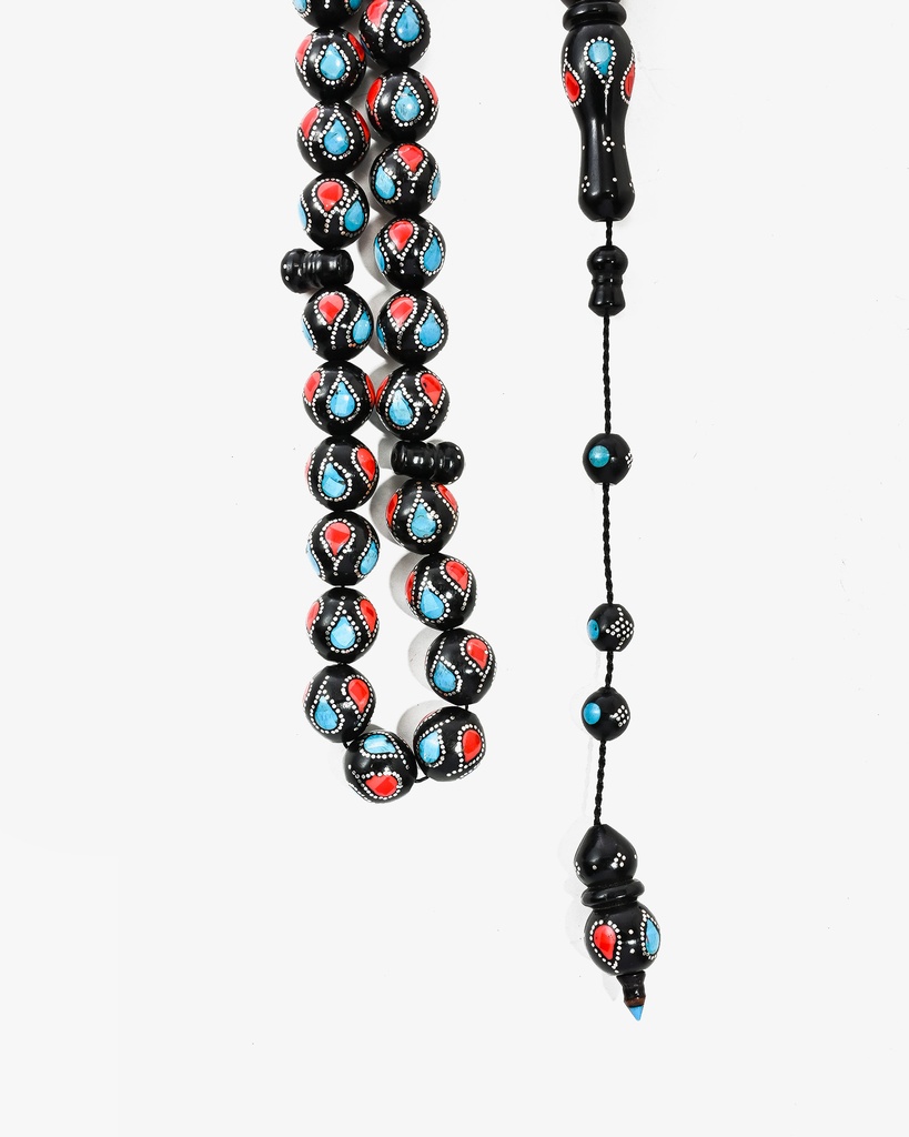 Coral and turquoise silver rosary ROS5415MC