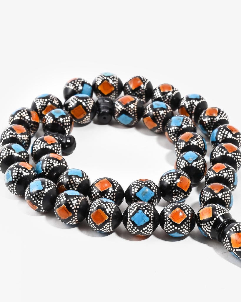 A sophisticated silver-inlaid Kok rosary ROS5417MC