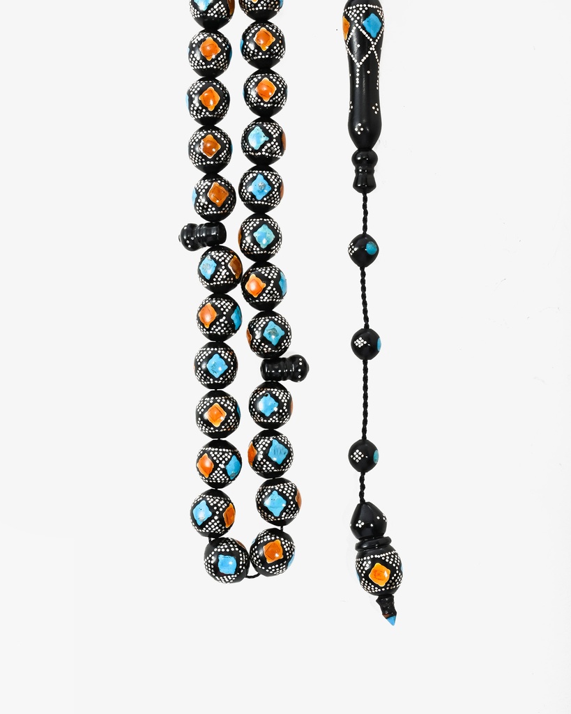 A sophisticated silver-inlaid Kok rosary ROS5417MC