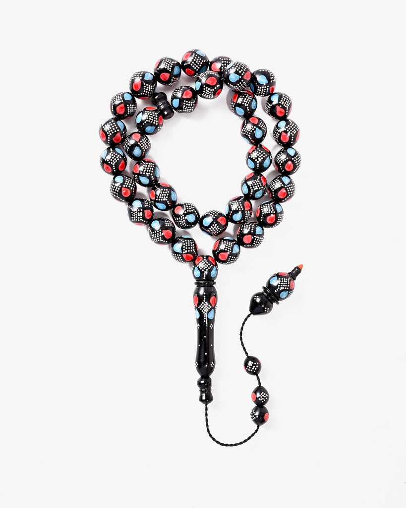 Coral and turquoise silver rosary ROS5460MC