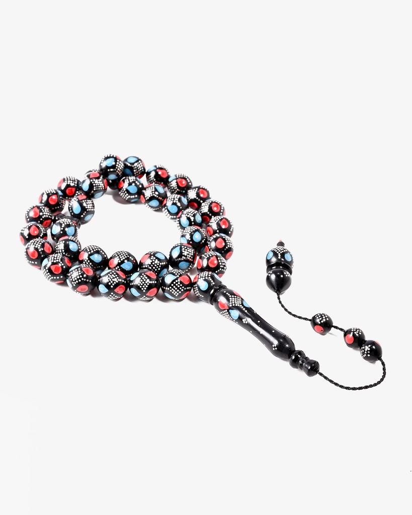 Coral and turquoise silver rosary ROS5460MC