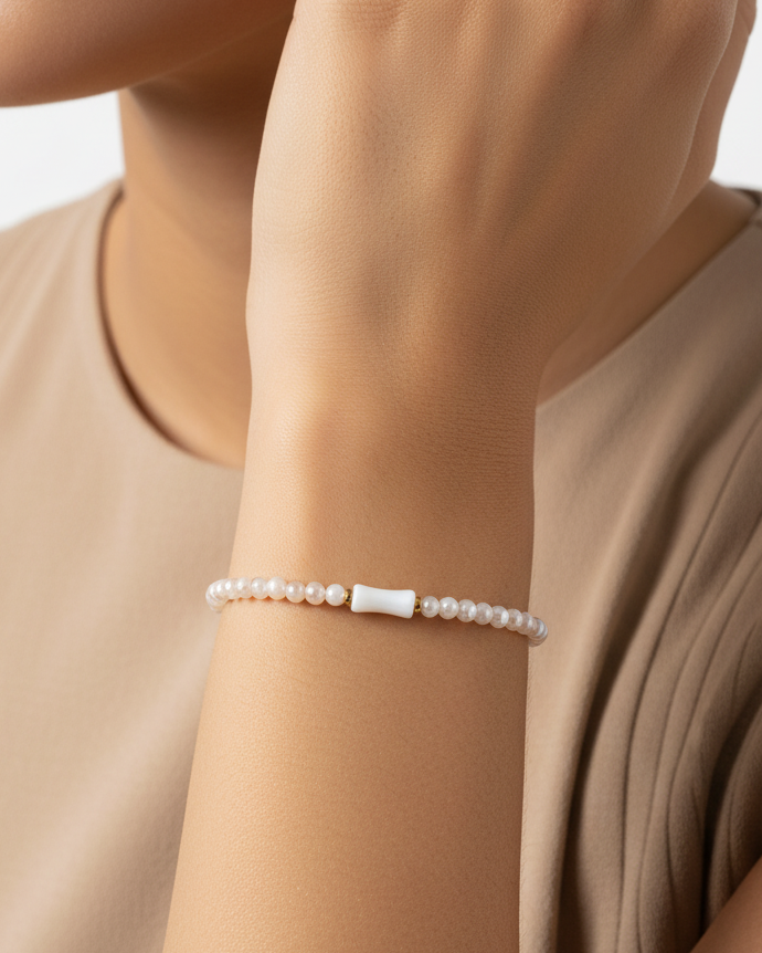 Natural Pearl Bracelet WBRA182WH