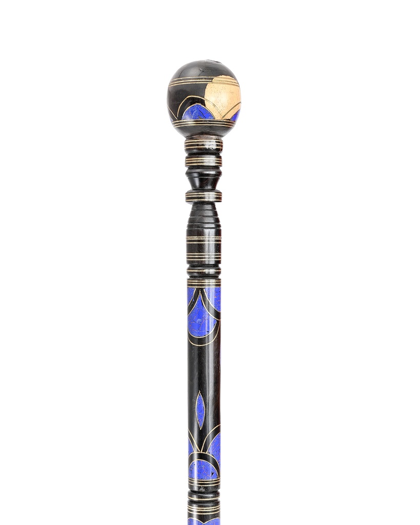 Ebanus wood crutch with lapis lazuli CAN994