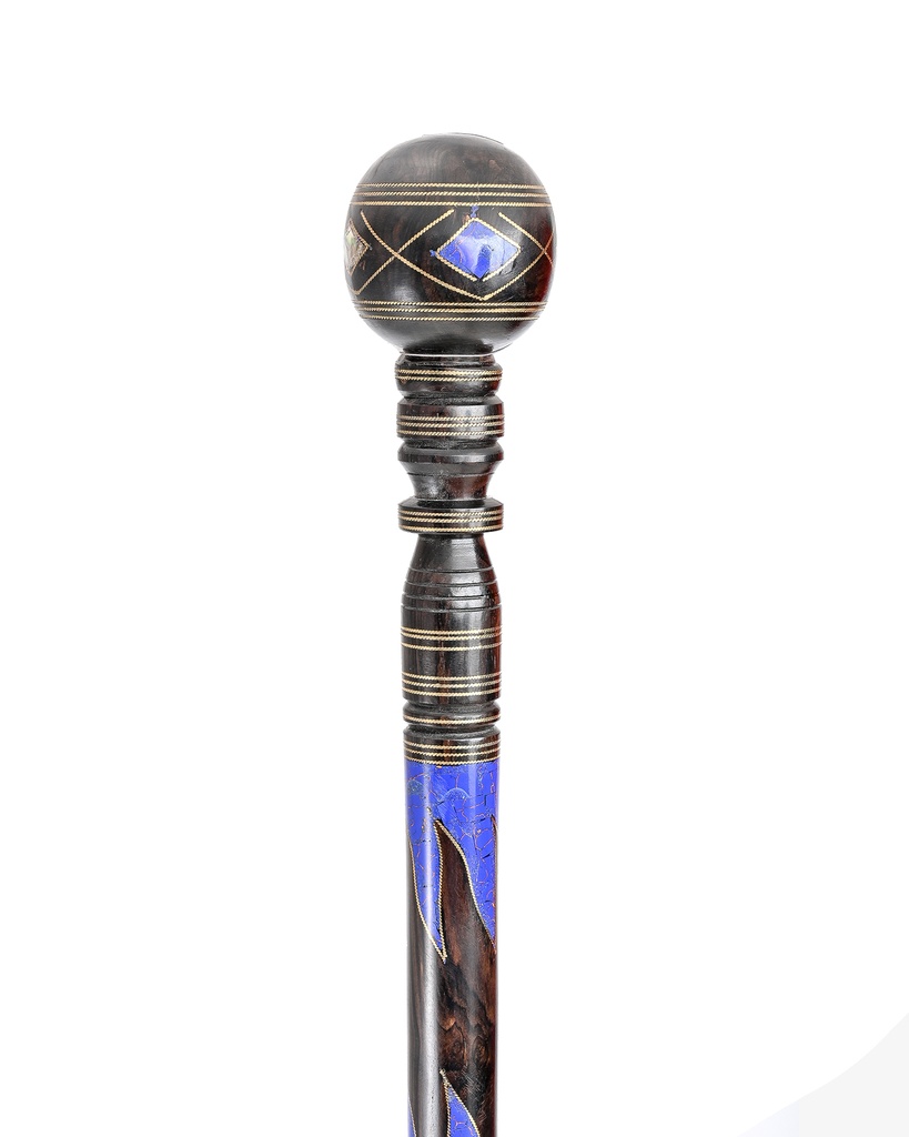 Ebanus wood crutch with lapis lazuli CAN995