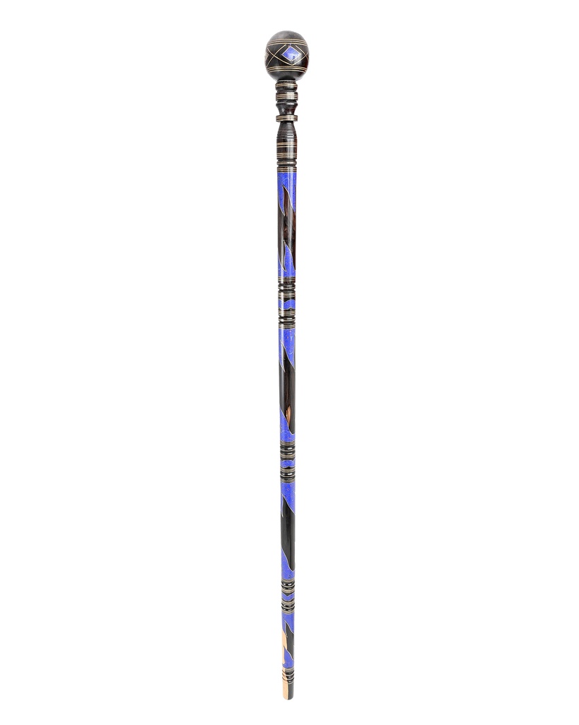 Ebanus wood crutch with lapis lazuli CAN995