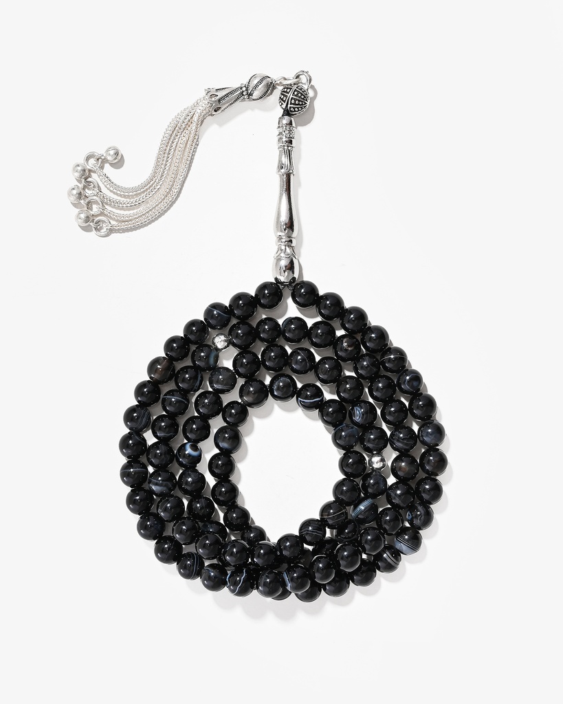 Black Agate Rosary with Veins ROS5500BK