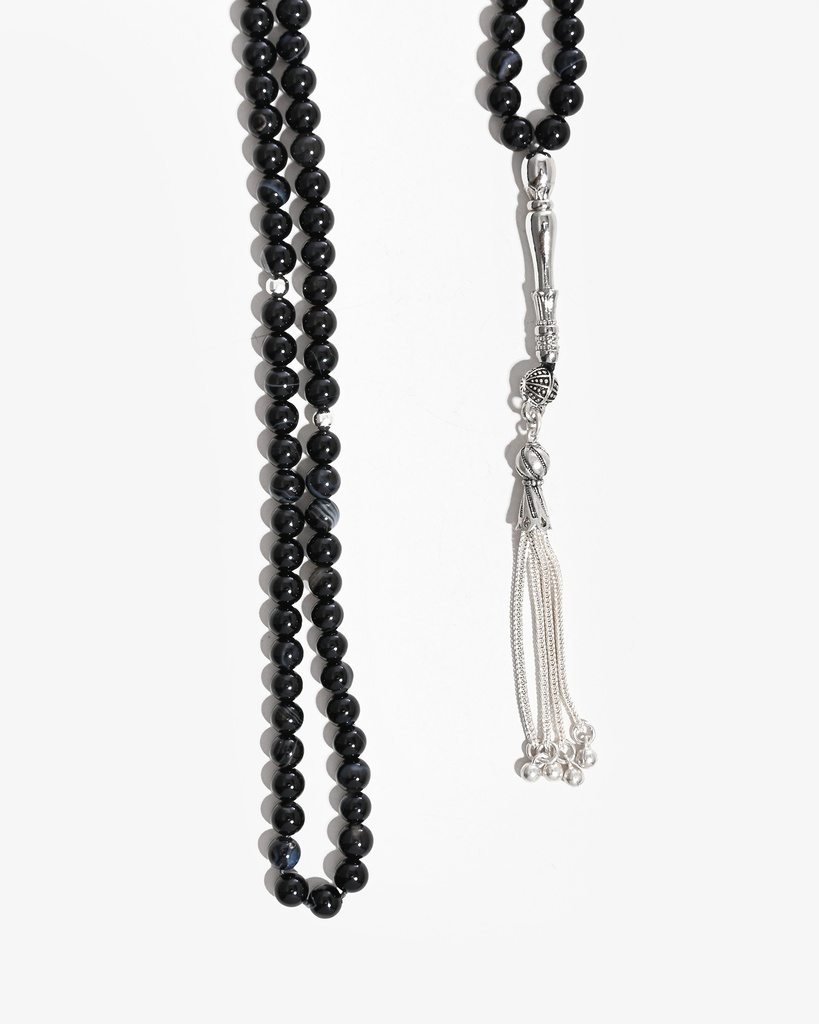 Black Agate Rosary with Veins ROS5500BK