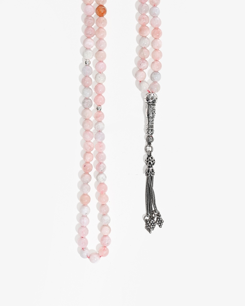 سبحة حجر المورجانيت الطبيعي