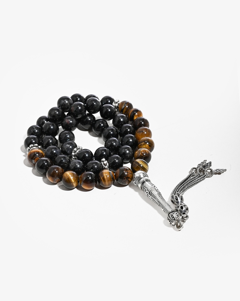 Tiger's Eye and Astrophyllite Stone Rosary ROS5488MC
