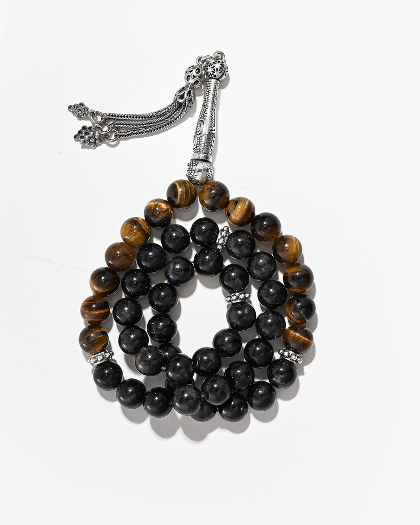 Tiger's Eye and Astrophyllite Stone Rosary ROS5488MC